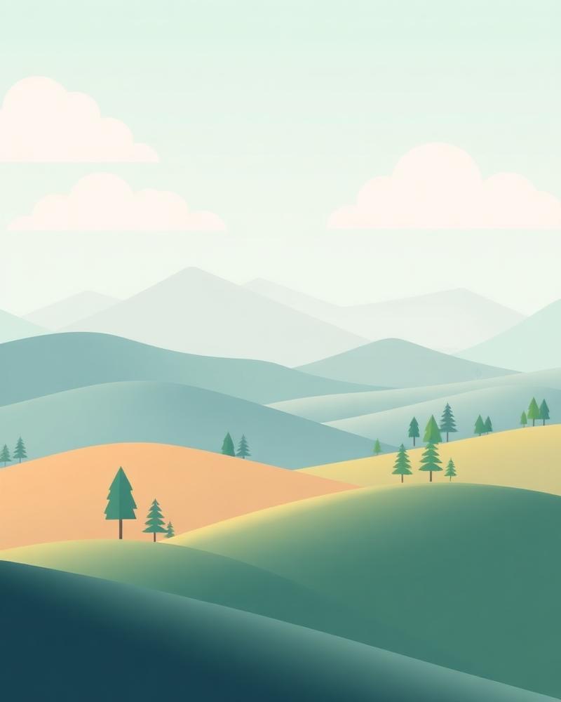 Aether Drift game art: minimalist pastel landscape