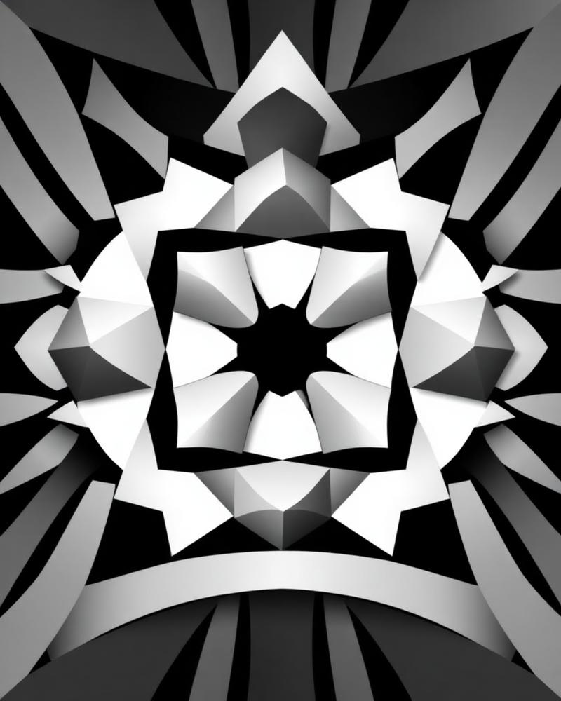 Void Logic game art: monochrome geometric patterns